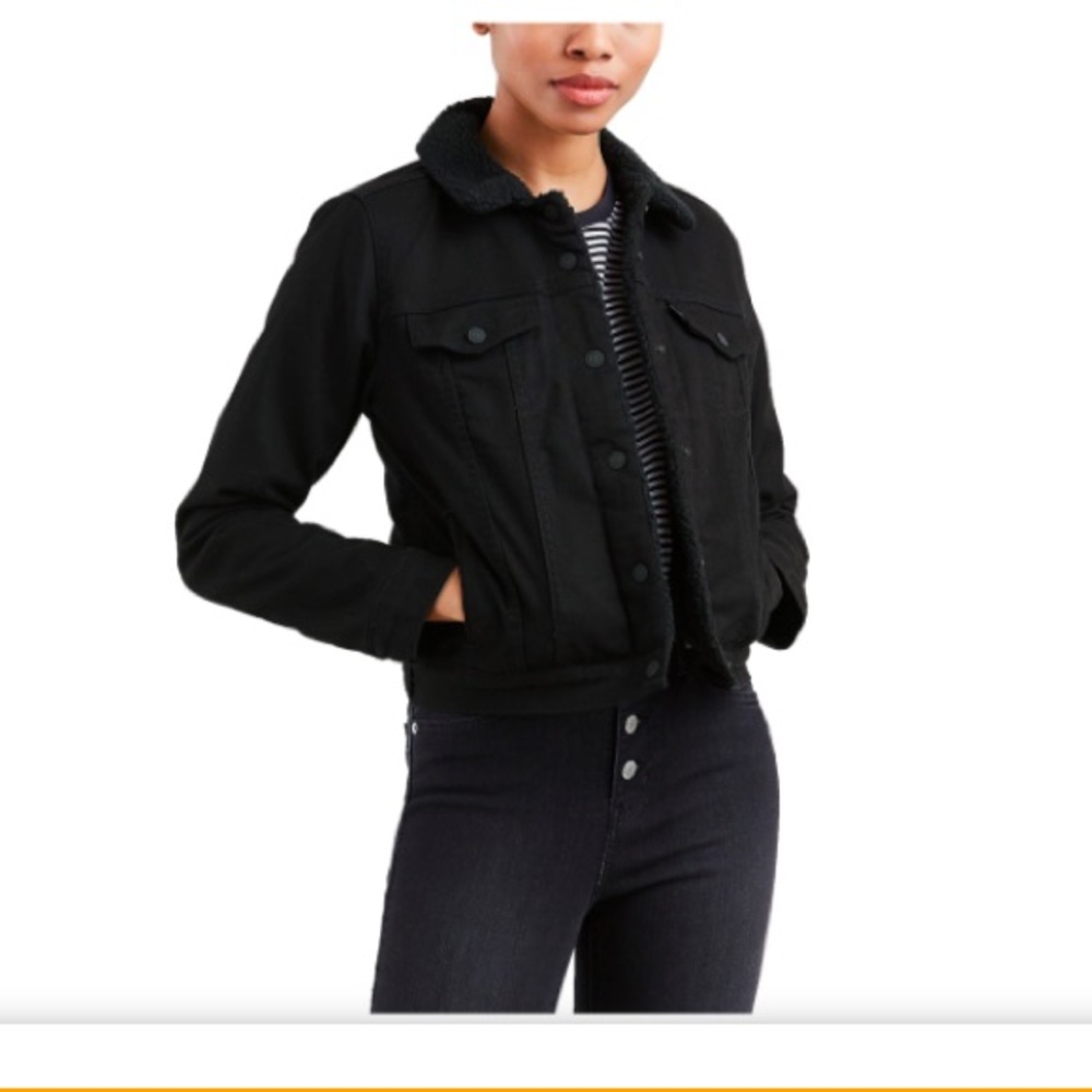 Levi’s The Original sherpa trucker jacket black size XS